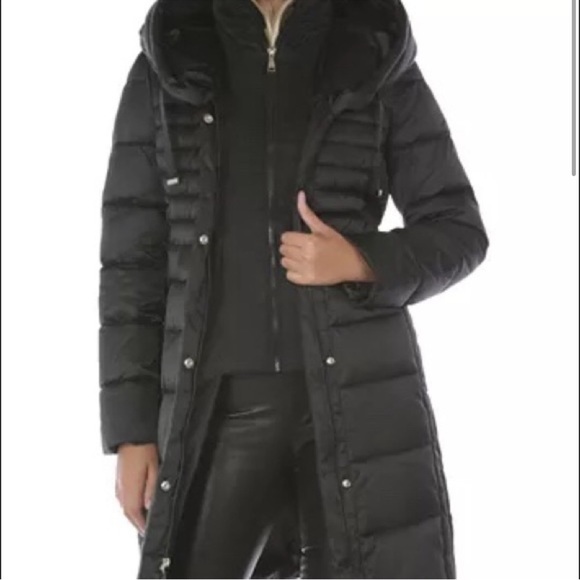 Tahari Black Mia Fitted Puffer Coat 02. - Picture 9 of 16